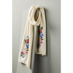 NWT Anthropologie "Bunched Buds Wool Scarf"